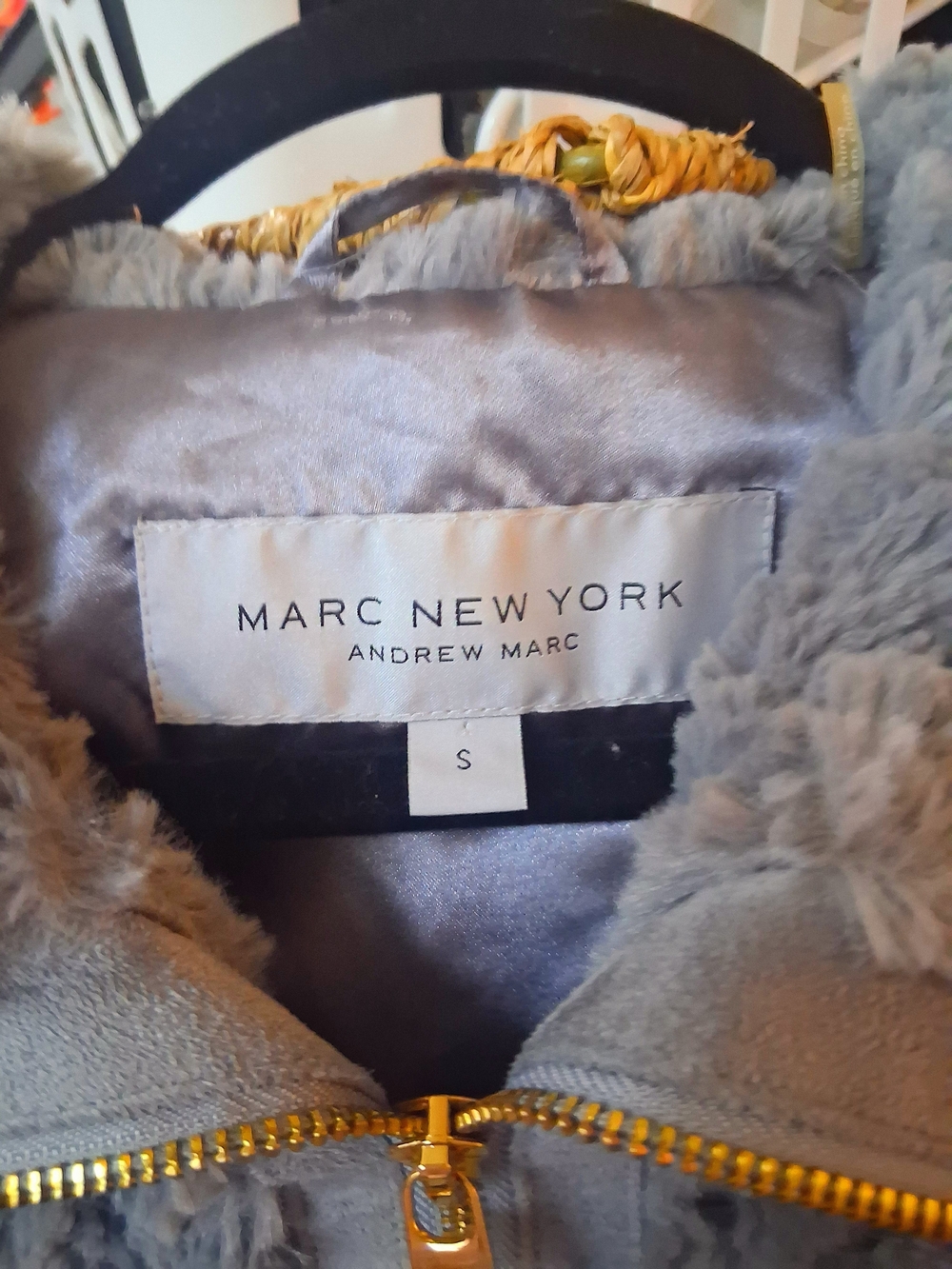 Marc New York Plush Zip-Front Vest in Grey - Picture 4 of 5